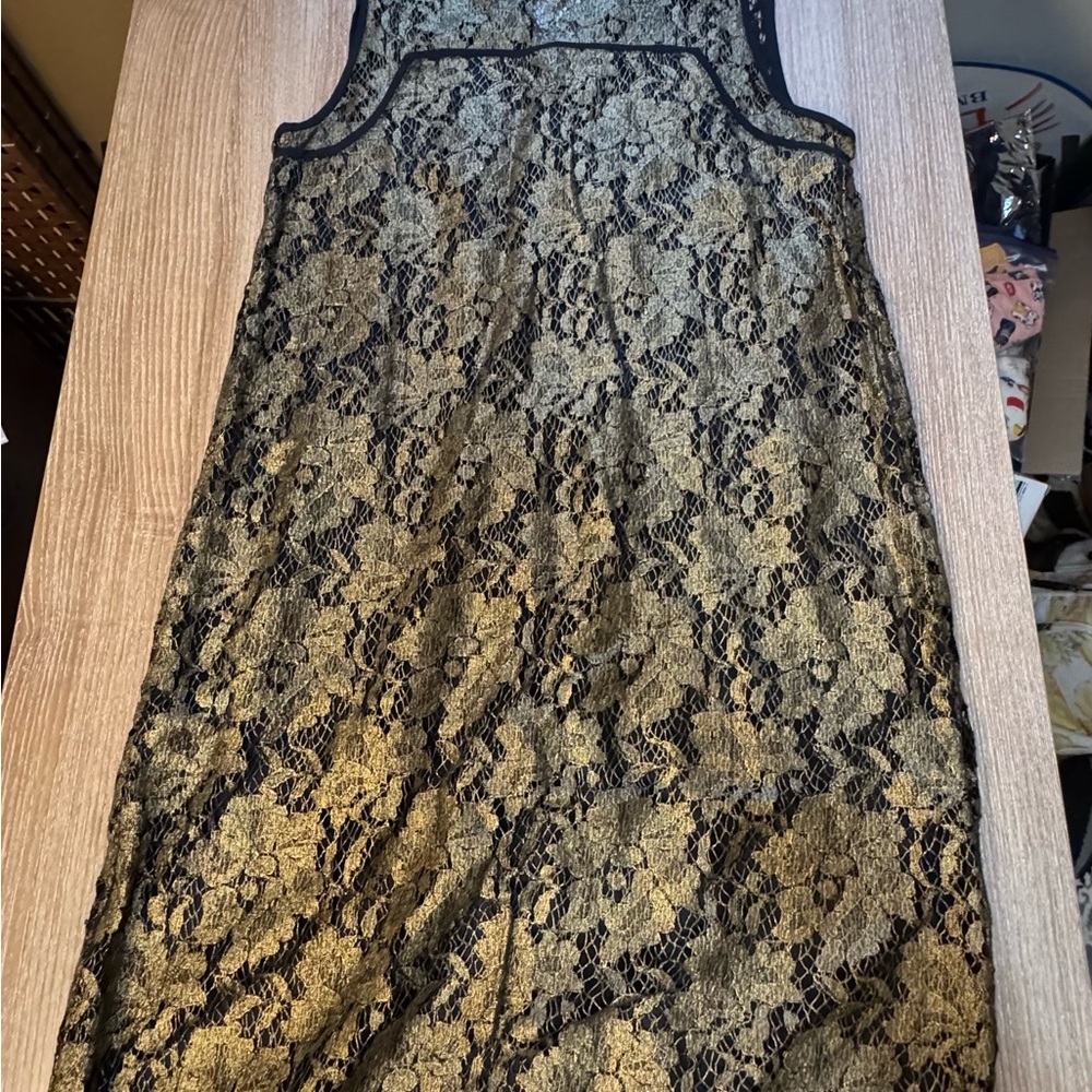 Anna Catherine Elegant Black and Gold Lace dress size XS